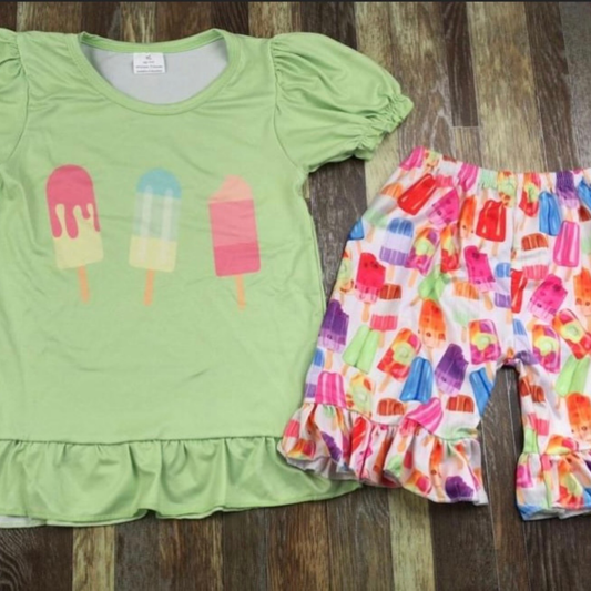 Lime Green Popsicle Short Set