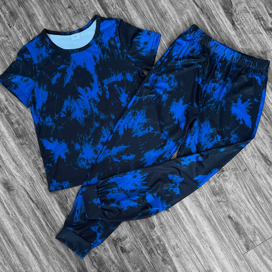 2 Piece Tie Dyed Short Sleeve Tee & Pant Set