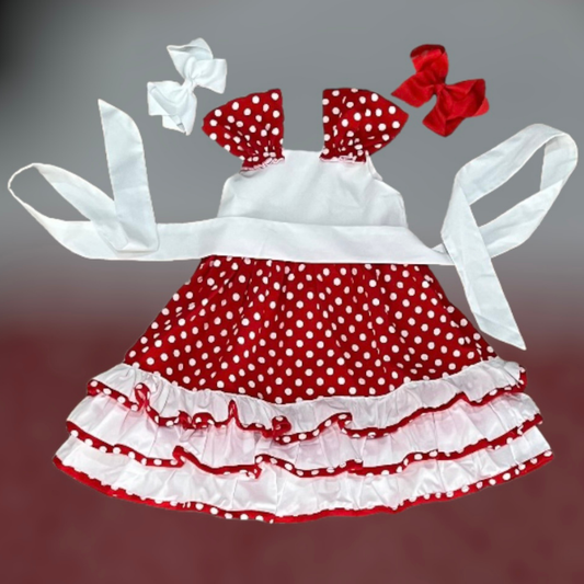 Red & White Sleeveless Dress