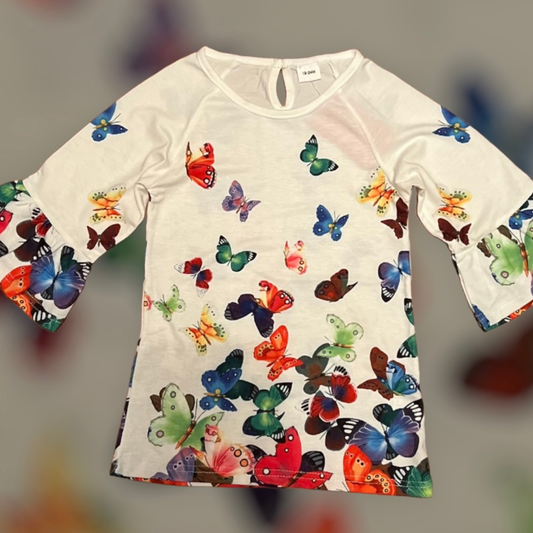 White Dress with Different Color Butterflies