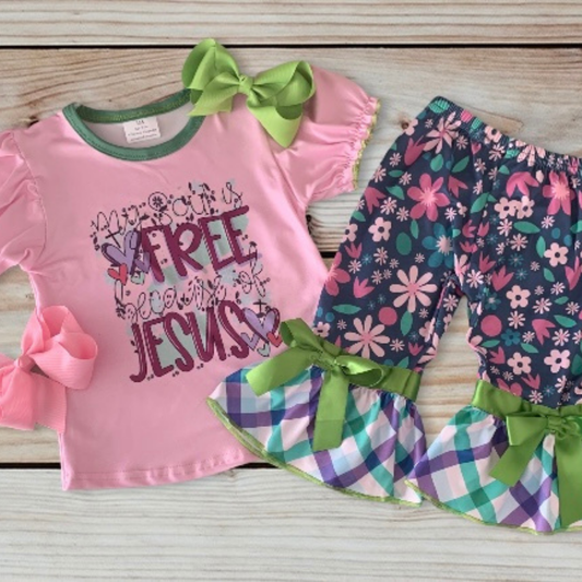 2 Piece Shirt & Flared Leg Pant Set