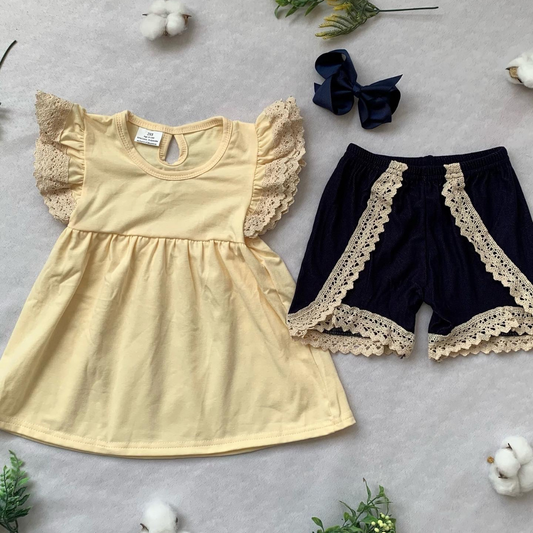 2 Piece Short Set with Lace