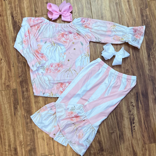 Pink Floral & Pumpkin Set