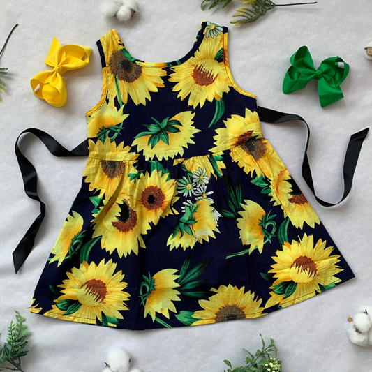 Sunflower Print Sleeveless Dress