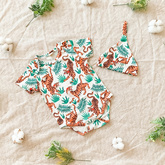 Tiger Bodysuit with Matching Hat