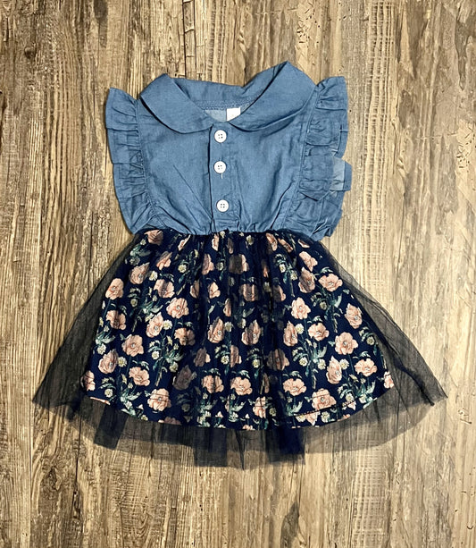 Floral Blue Jean Baby Dress
